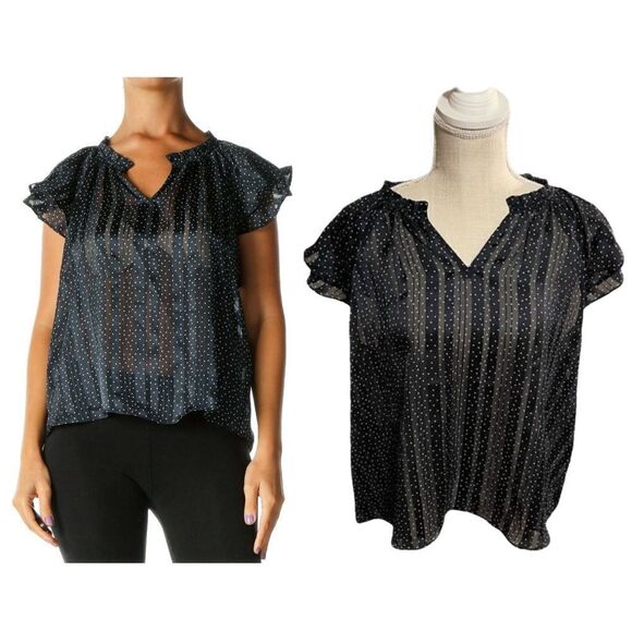 Banana Republic Factory Blue & White Micro Polkadot Top Size Large NWT - Picture 1 of 5